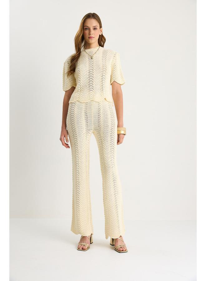 Ginger Crochet Scallop Detail Top & Pant Coord Set - Image 4