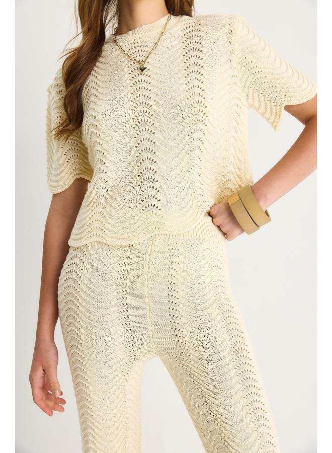 Ginger Crochet Scallop Detail Top & Pant Coord Set - Image 5