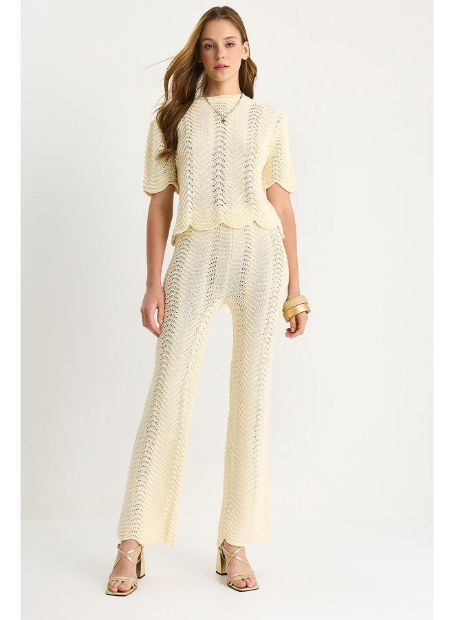 Ginger Crochet Scallop Detail Top & Pant Coord Set - Image 1