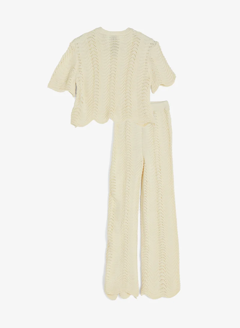 Ginger Crochet Scallop Detail Top & Pant Coord Set