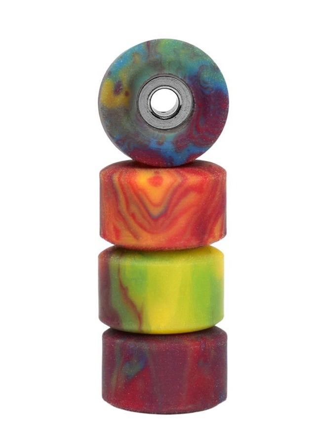 Teak Tuning Apex 61D Urethane Fingerboard Wheels - New Street Shape, 7.7mm Diameter - Ultra Spin Bearings - Made in The USA - Tie Dye Swirl Colorway - Image 2