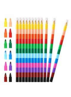 Y&D Rainbow Pencils, 10 Pcs Stackable Crayons for Kids Stacking DIY Buildable Party Favors Office School Supplies  - Image 1