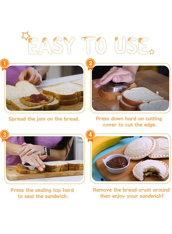 قطاعة ساندويتشات ومانعة للتسرب، صانعة ساندويتشات للأطفال، قطاعة بسكويت من الفولاذ المقاوم للصدأ للأولاد والبنات، صندوق غداء وبينتو - Image 3