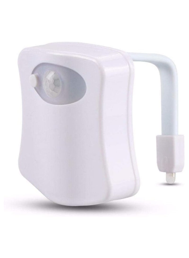 Automatic LED night light with built-in motion sensor and 8 color-changing options; light directed towards the toilet seat with automatic motion activation technology. - Image 2
