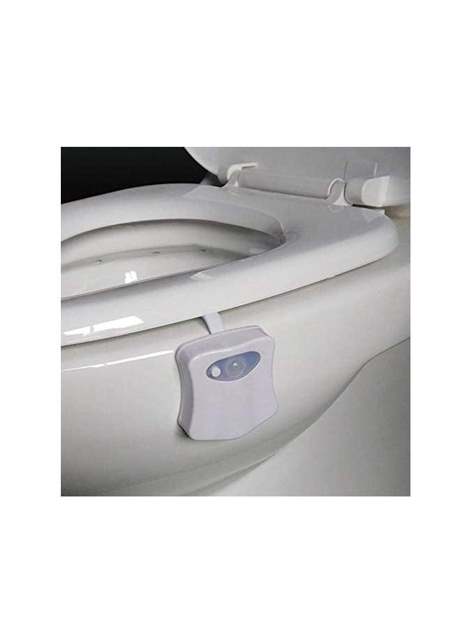 Automatic LED night light with built-in motion sensor and 8 color-changing options; light directed towards the toilet seat with automatic motion activation technology. - Image 3