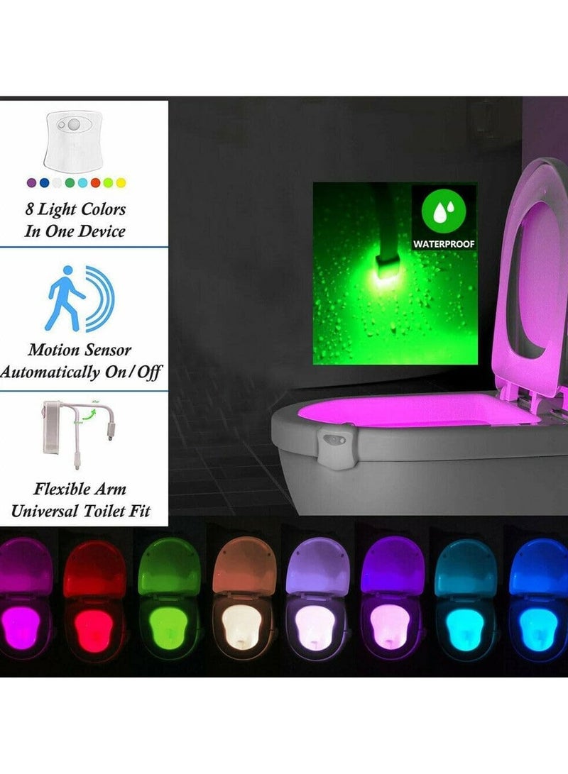 Automatic LED night light with built-in motion sensor and 8 color-changing options; light directed towards the toilet seat with automatic motion activation technology. - Image 5