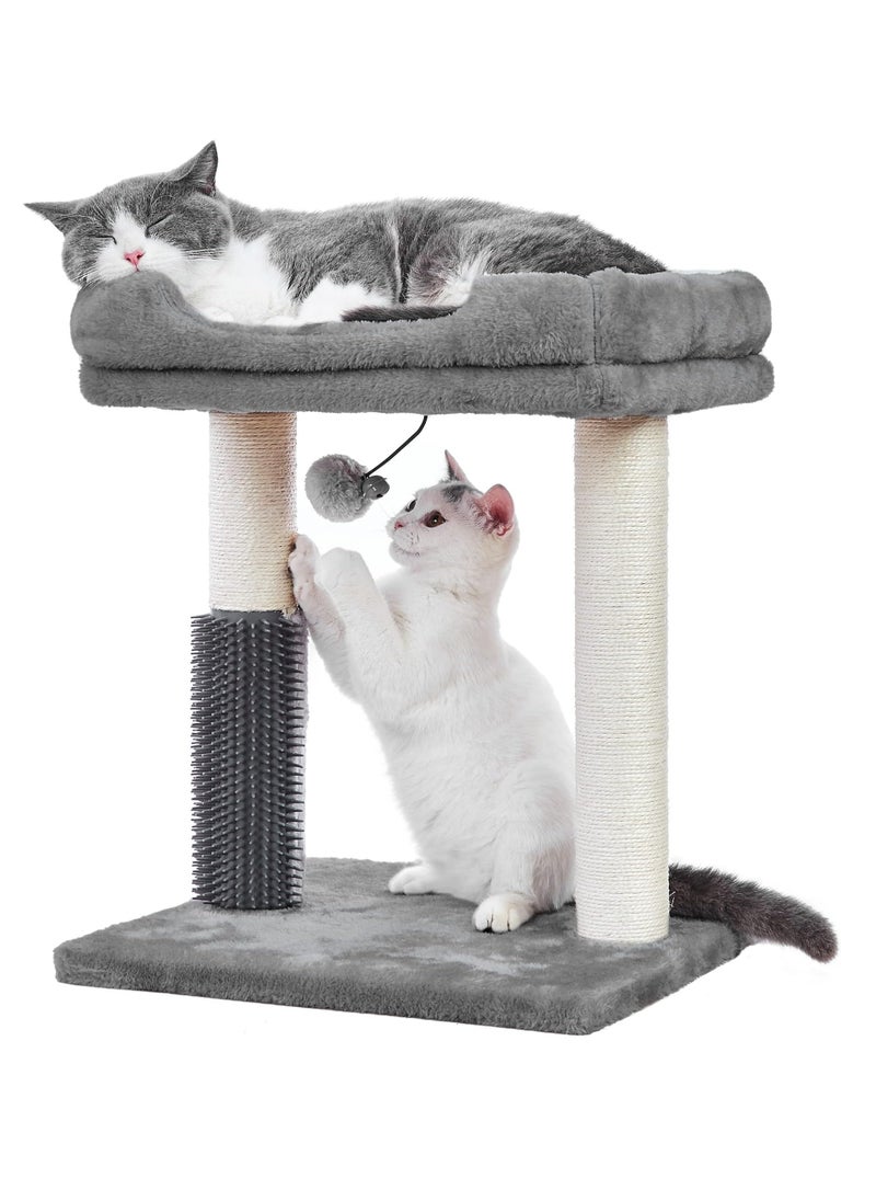 Next Vogue - NEXT VOGUE Cat Tree 4 in 1 Cat Scratching Post with Cat Bed Featuring with Cat Self Groomer Wide Cat Perch Natural Scratching Post and Danging Ball for Indoor Cats - Image 1