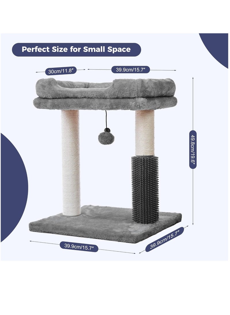 Next Vogue - NEXT VOGUE Cat Tree 4 in 1 Cat Scratching Post with Cat Bed Featuring with Cat Self Groomer Wide Cat Perch Natural Scratching Post and Danging Ball for Indoor Cats - Image 1