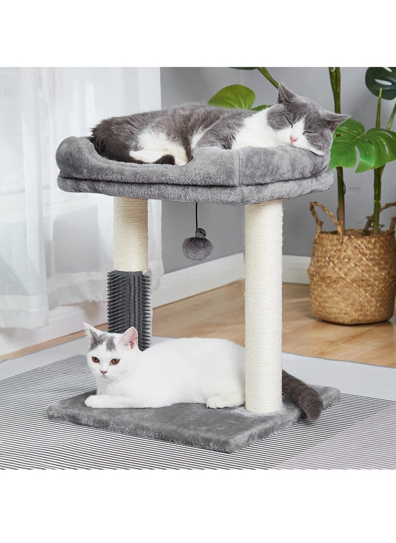 Next Vogue - NEXT VOGUE Cat Tree 4 in 1 Cat Scratching Post with Cat Bed Featuring with Cat Self Groomer Wide Cat Perch Natural Scratching Post and Danging Ball for Indoor Cats - Image 1