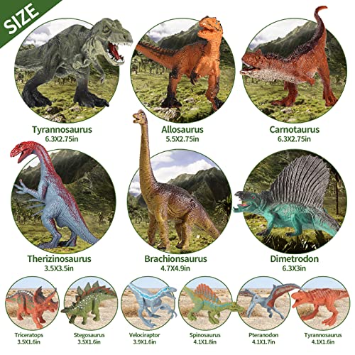 Oriate Dinosaur Toys w/Large Play Mat, Realistic Mosasaurus Figure Playset for Kids Toys 3-5 5-7 Including T-Rex, Spinosaurus, Carnotaurus, 45 Pieces Great Gifts for Boy & Girl to Create a Dino World - Image 3