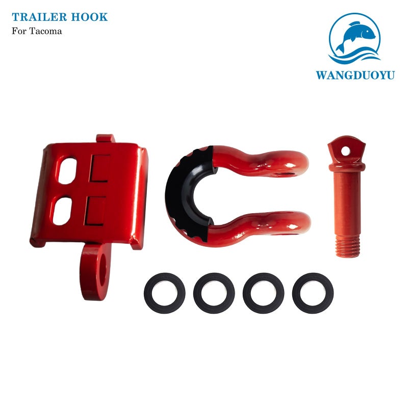 WANGDUOYU Front Tow Hooks with D Ring Shackle Compatible with 2024 2025 2026 Toyota Tacoma and 2025 2026 4Runner,Heavy Duty Bumper Towing Replacement (Tow Hook+Ring Shackle) - Image 3