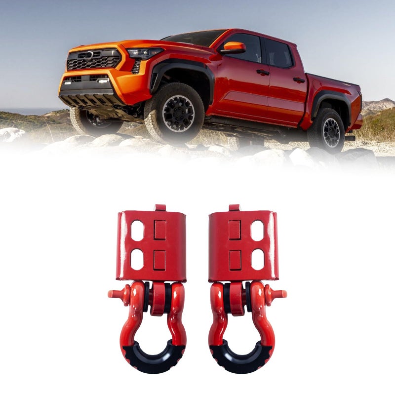 WANGDUOYU Front Tow Hooks with D Ring Shackle Compatible with 2024 2025 2026 Toyota Tacoma and 2025 2026 4Runner,Heavy Duty Bumper Towing Replacement (Tow Hook+Ring Shackle) - Image 1