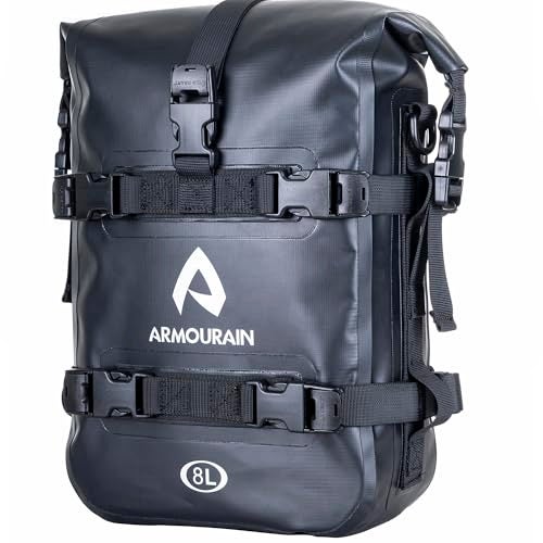 ARMOURAIN Motorcycle Bumpers Bag Waterproof 6L 8L 15L Motor Crash Bar Bag with Shoulder Strap Motorcycles Side Frame Bag Riding Tools Accessories8L Black - Image 1