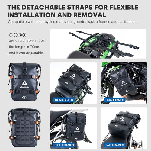 ARMOURAIN Motorcycle Bumpers Bag Waterproof 6L 8L 15L Motor Crash Bar Bag with Shoulder Strap Motorcycles Side Frame Bag Riding Tools Accessories8L Black - Image 3