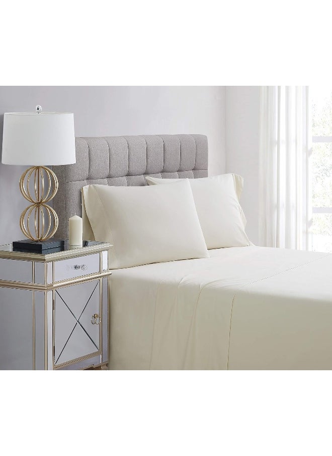 Charisma Charisma Percale Cotton 400 Thread Count Sheet Set, Queen, Vanilla Ice  - Image 1