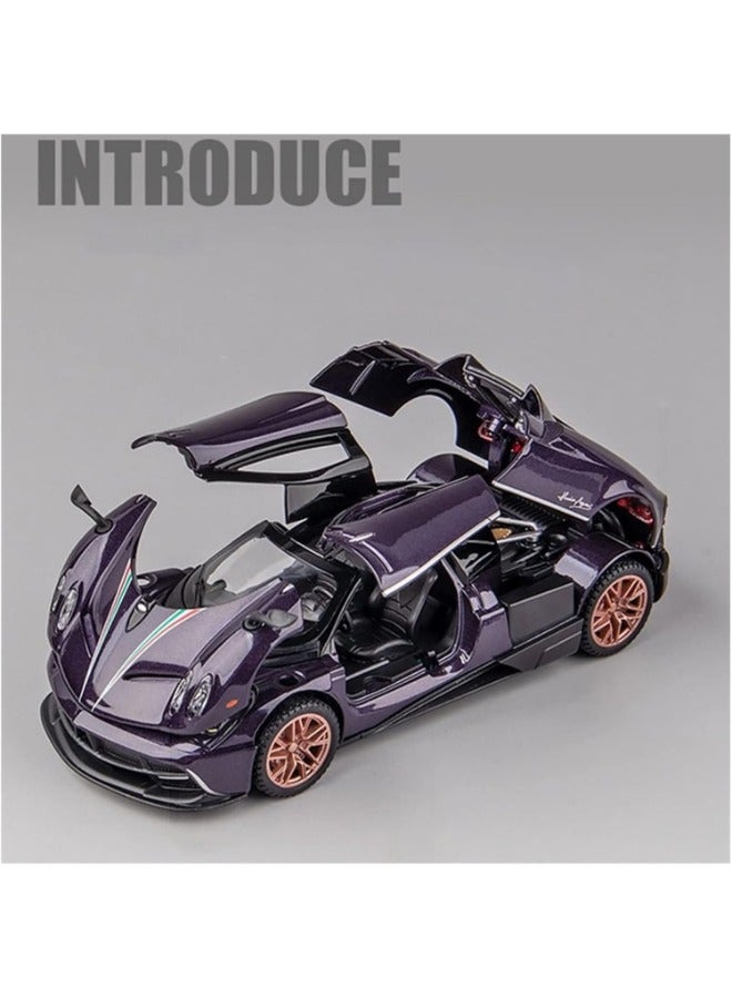 حديقة الألعاب سيارة رياضية فائقة بمقياس 1/22، نموذج محاكاة مصغر، معدن قابل للتجميع، ديكور مكتب منزلي، للعرض، لون أرجواني - Image 3