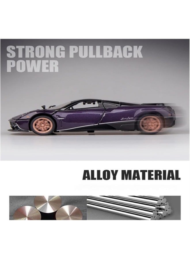 حديقة الألعاب سيارة رياضية فائقة بمقياس 1/22، نموذج محاكاة مصغر، معدن قابل للتجميع، ديكور مكتب منزلي، للعرض، لون أرجواني - Image 4