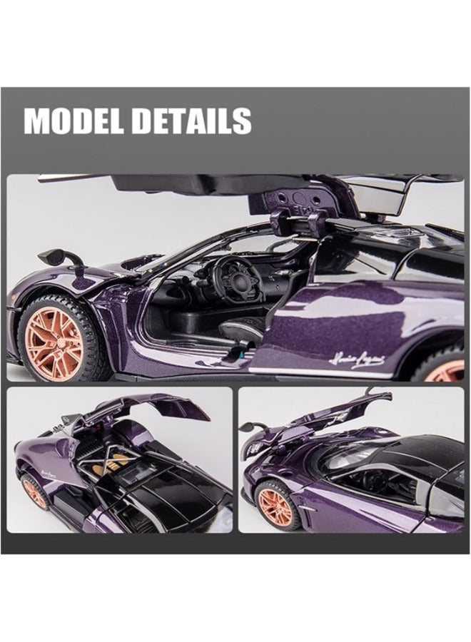 حديقة الألعاب سيارة رياضية فائقة بمقياس 1/22، نموذج محاكاة مصغر، معدن قابل للتجميع، ديكور مكتب منزلي، للعرض، لون أرجواني - Image 5