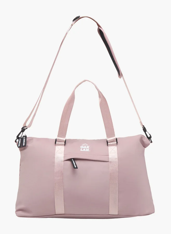 Oaklan by Shoexpress Women Logo Print Duffle Bag with Double Handles and Zip Closure