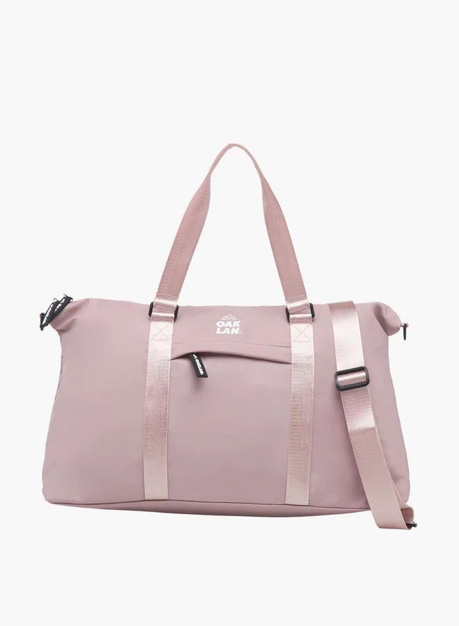 Oaklan by Shoexpress Women Logo Print Duffle Bag with Double Handles and Zip Closure