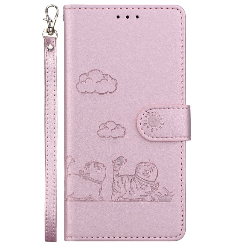 HuHa Protective Cover For Honor 200 5G Cute Cats RFID Leather Phone Case(Rose Gold) - Image 2