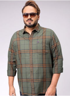 HARDSODA Men Plus Size Regular Fit Tartan Checks Cutaway Collar Full Sleeves Casual Shirt  - Image 1
