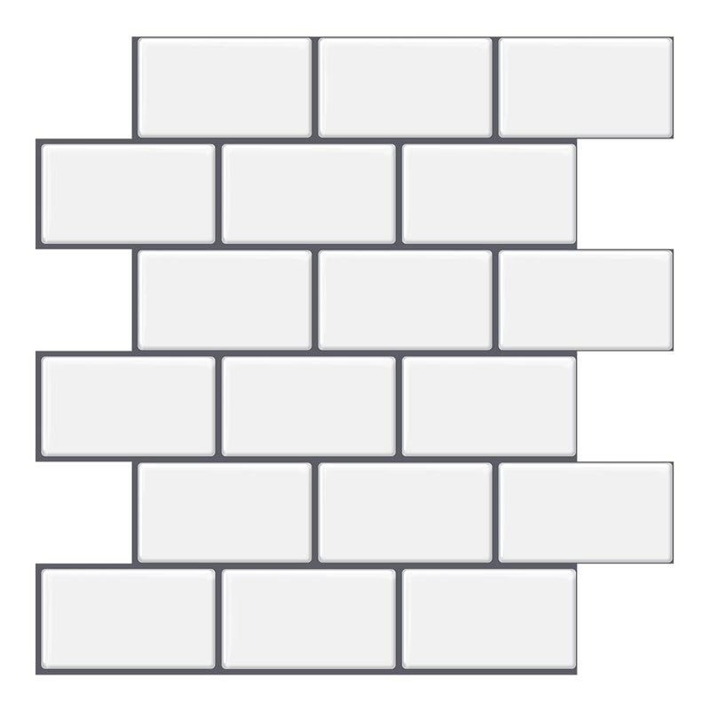 WoStick 10Sheets 3D Self Adhesive Wall Tiles 16mm Thick White Subway Style Stick Tiles for Kitchen  Bathroom 305cm x 305cm