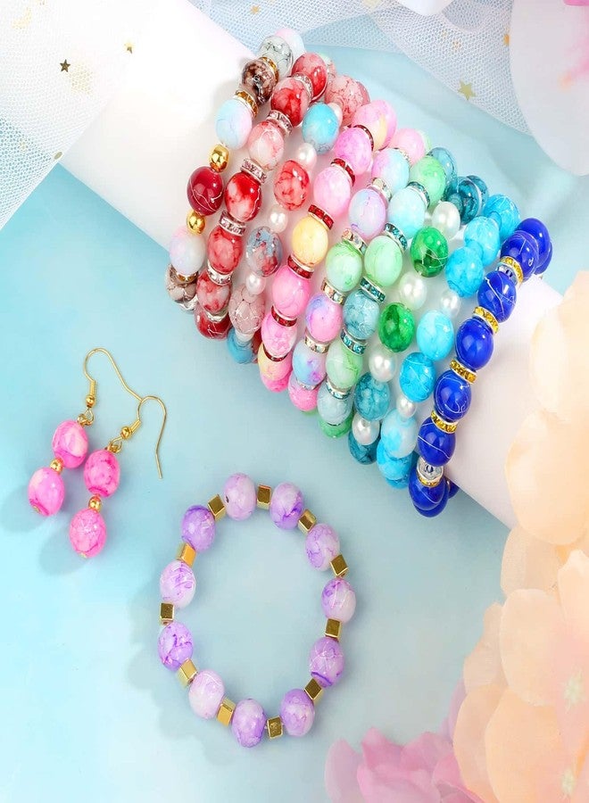 Audab 360pcs 10mm Glass Beads - 24 Colors Marble Beads for Bracelet, Earring, Necklace & Jewelry Making - Image 4