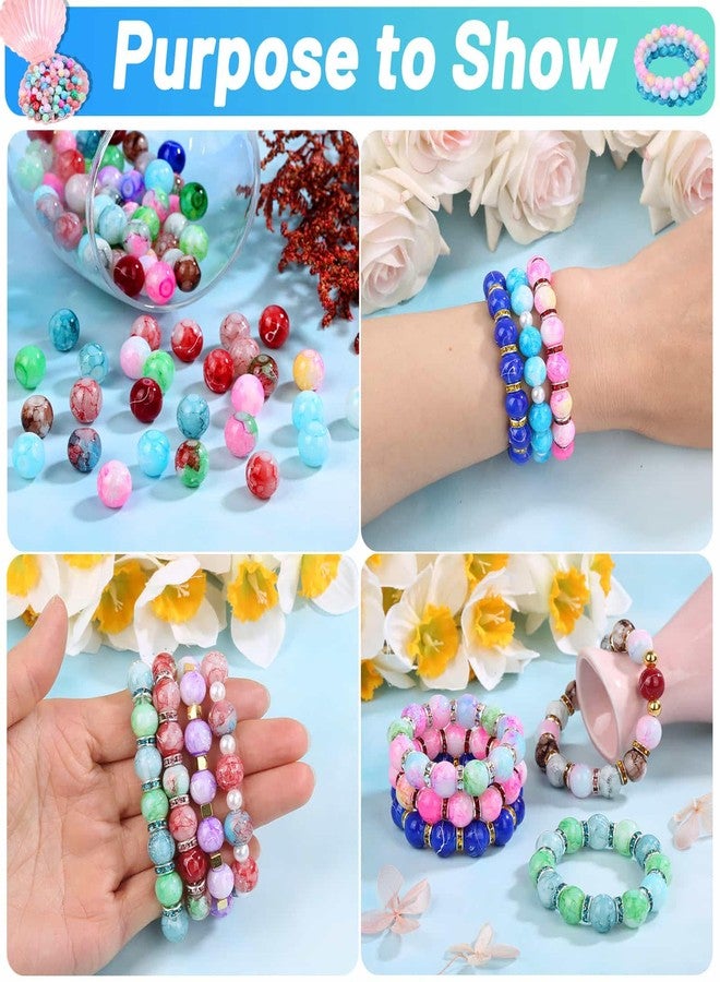 Audab 360pcs 10mm Glass Beads - 24 Colors Marble Beads for Bracelet, Earring, Necklace & Jewelry Making - Image 2