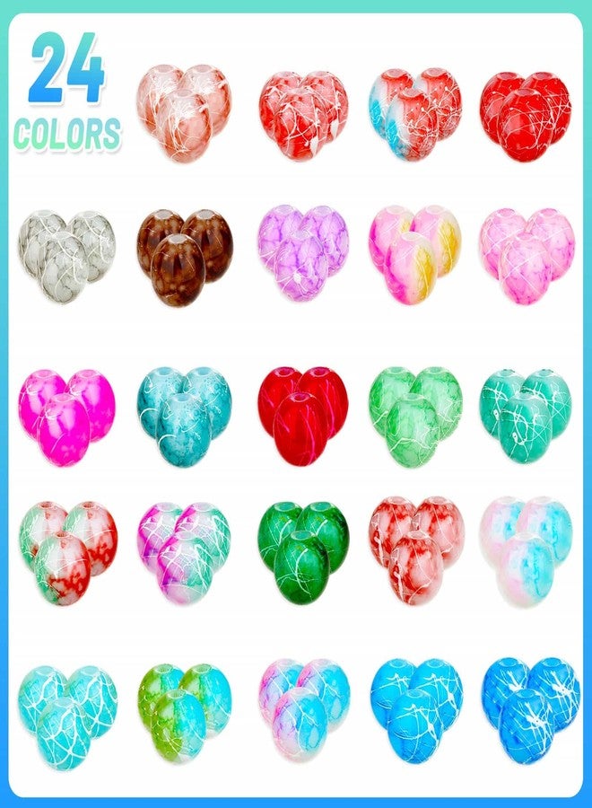 Audab 360pcs 10mm Glass Beads - 24 Colors Marble Beads for Bracelet, Earring, Necklace & Jewelry Making - Image 3