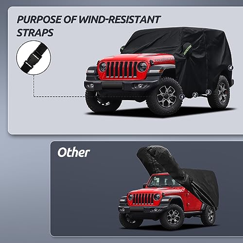 Migaven Cab Cover for Jeep Wrangler 2 Door 1987-2025 & Top Off, Migaven Waterproof Jeep Wrangler Rain Covers 2 Door with Driver Door Zipper All Weather Snow Rain UV Protection - Image 5
