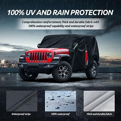 Migaven Cab Cover for Jeep Wrangler 2 Door 1987-2025 & Top Off, Migaven Waterproof Jeep Wrangler Rain Covers 2 Door with Driver Door Zipper All Weather Snow Rain UV Protection - Image 4