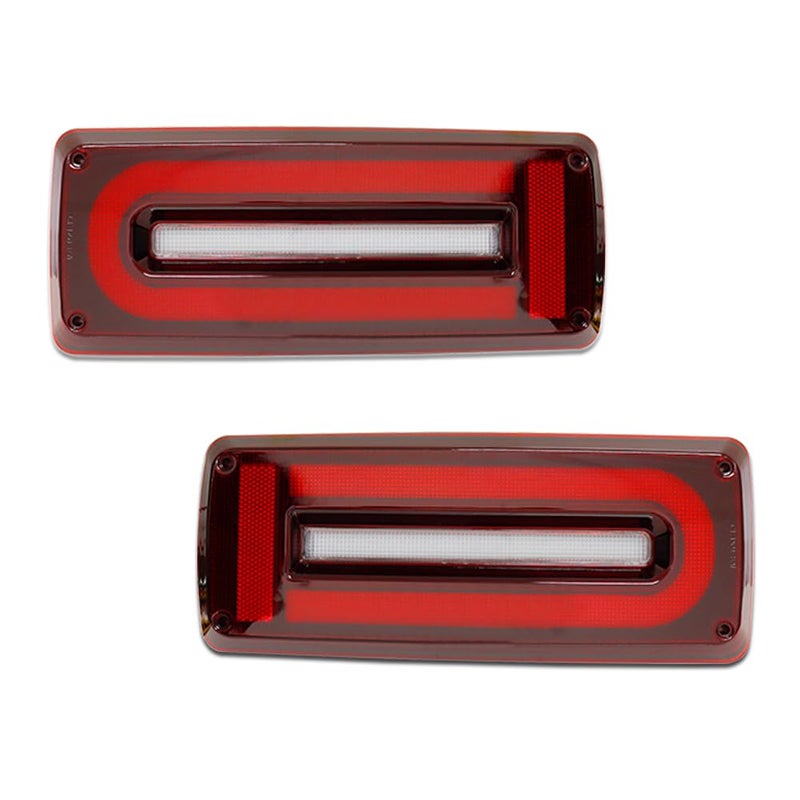 ADIIL Smoked Lens Dynamic LED with Sequential Turn Signal Brake Light Rear Tail Running Light for Mercedes Benz W463 GClass 9918 AMG Red Lens Red LED