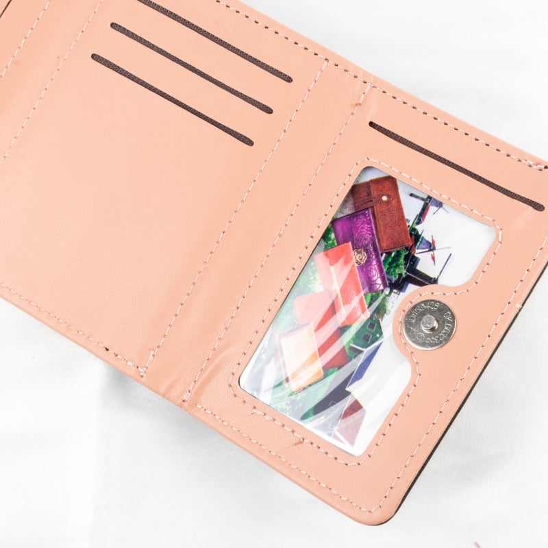 Leather Flip Wallet & Card Holder with Multiple Pockets - Pink - Image 3
