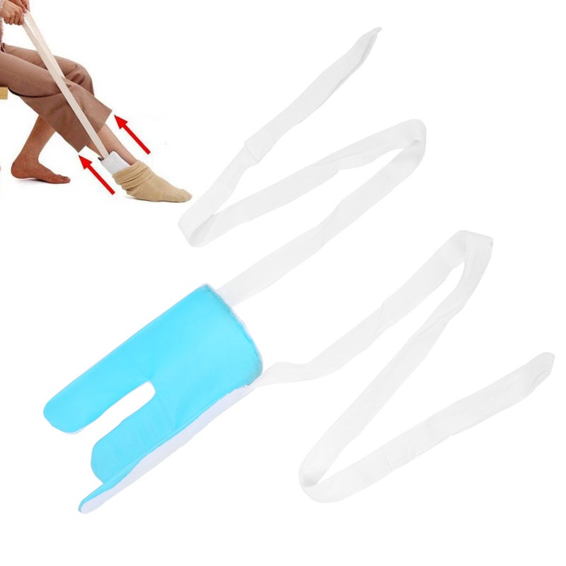 Sock Aid Tool No Bending Socks Wearing Helper for Elderly Disabled Pregnant WomenBlue White - Image 3
