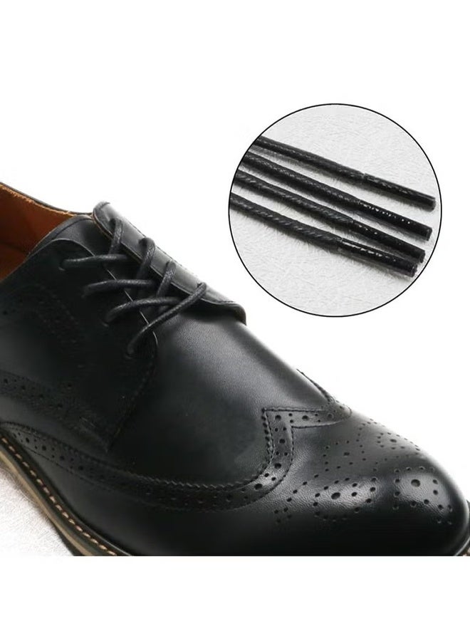 HY 2 Pairs Black Waxed Cotton Round Shoelaces, Soft, Easy to Knot, for Men's Formal Shoes and Casual Boots - Image 4