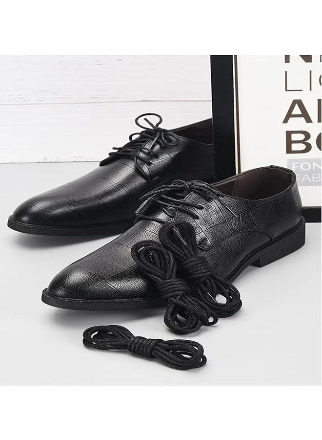 HY 2 Pairs Black Waxed Cotton Round Shoelaces, Soft, Easy to Knot, for Men's Formal Shoes and Casual Boots - Image 2