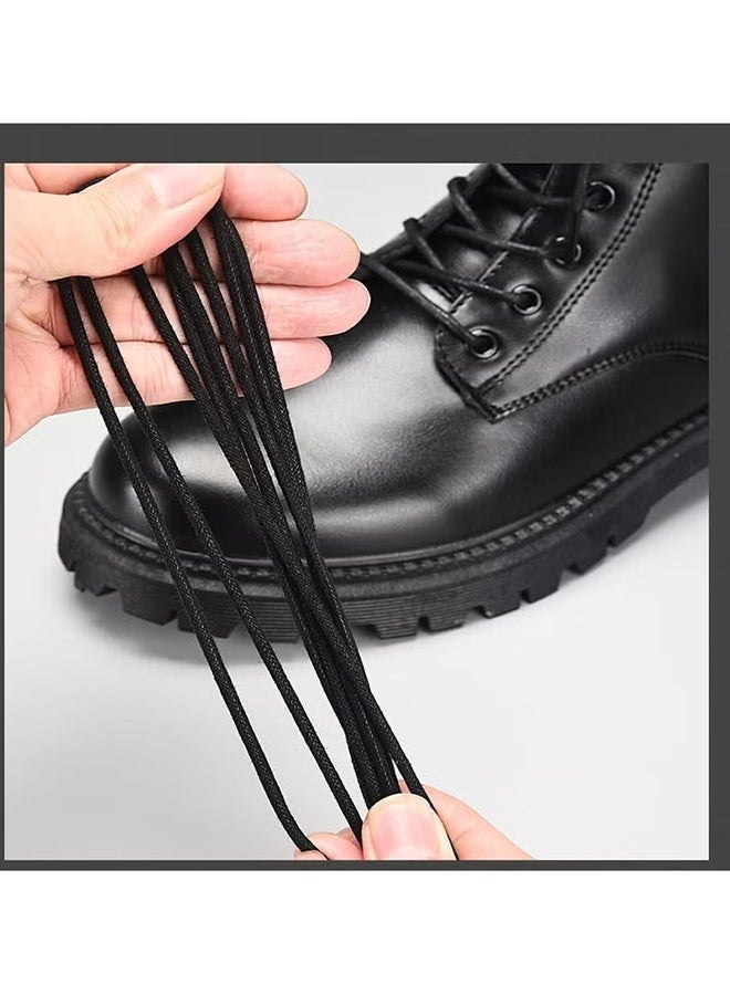 HY 2 Pairs Black Waxed Cotton Round Shoelaces, Soft, Easy to Knot, for Men's Formal Shoes and Casual Boots - Image 3