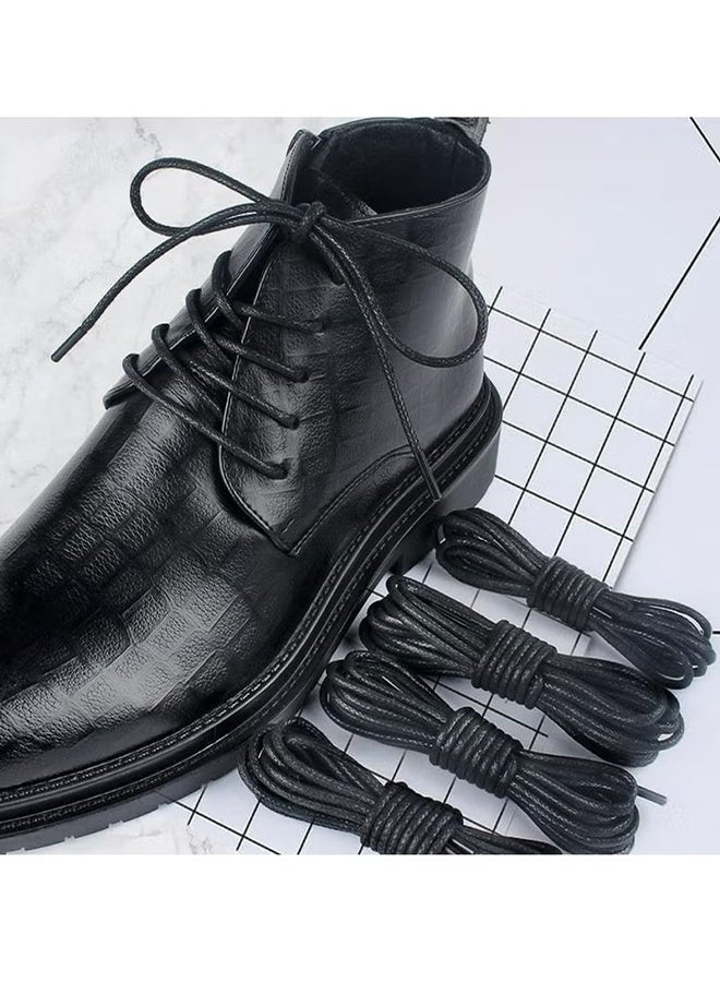 HY 2 Pairs Black Waxed Cotton Round Shoelaces, Soft, Easy to Knot, for Men's Formal Shoes and Casual Boots - Image 5