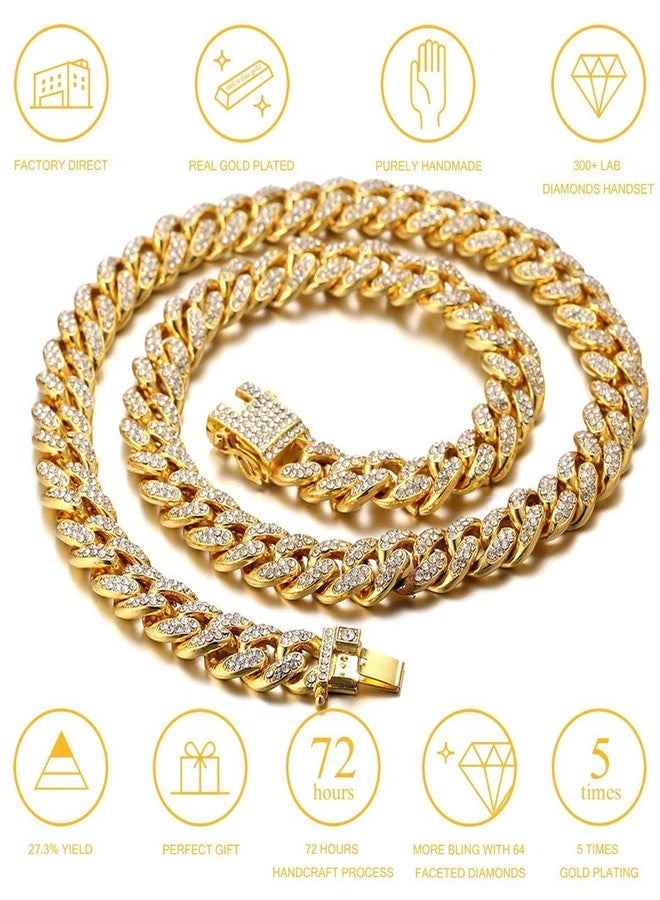 Halukakah Gold Chains for Boys - TYCOON JUNIOR - Kid's 14MM Diamond Cuban Link Chain,18k Real Gold Plated Necklace 16",Prong Set Lab Diamonds,Fits Ages 8-16 Y/O. Comes with Giftbox - Image 5