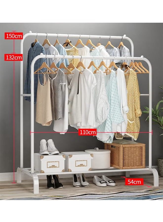 Double-Layer Floor-to-Ceiling Drying Racks with One-Layer Storage Racks, Adjustable and Retractable, Anti-Rust and Environmentally Friendly, Large-Capacity Simple Hangers, Household Bedroom Clothes Racks, Balcony Drying Racks - Image 5