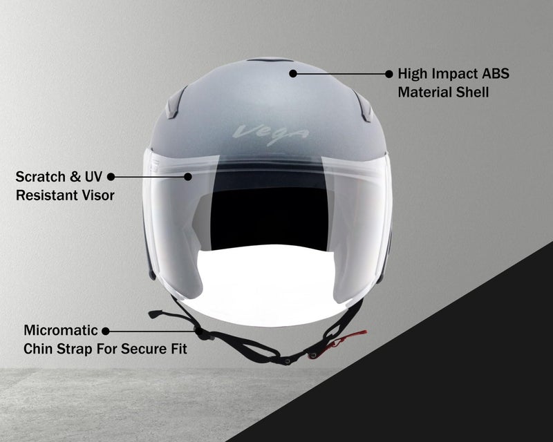 Vega Orion Open Face Motorcycle Helmet with Matte Shell, Shock Absorbing Liner, Comfortable Interior, Ventilated Fit, Durable Build, and Trendy Dull Anthracite Finish Dull Anthracite-L - Image 5