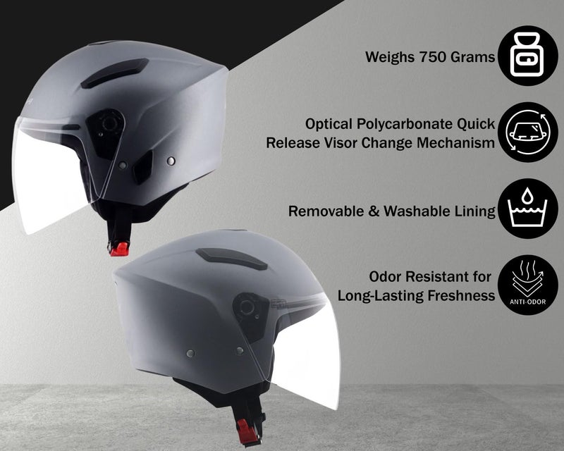Vega Orion Open Face Motorcycle Helmet with Matte Shell, Shock Absorbing Liner, Comfortable Interior, Ventilated Fit, Durable Build, and Trendy Dull Anthracite Finish Dull Anthracite-L - Image 4