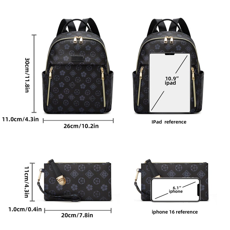 Makes Mini Backpack for Women, Stylish Daypack Purse Handbag Small Casual Daily Travel Bag, Lady Girls Gifts for Work School, 2pcs Sets - Image 5