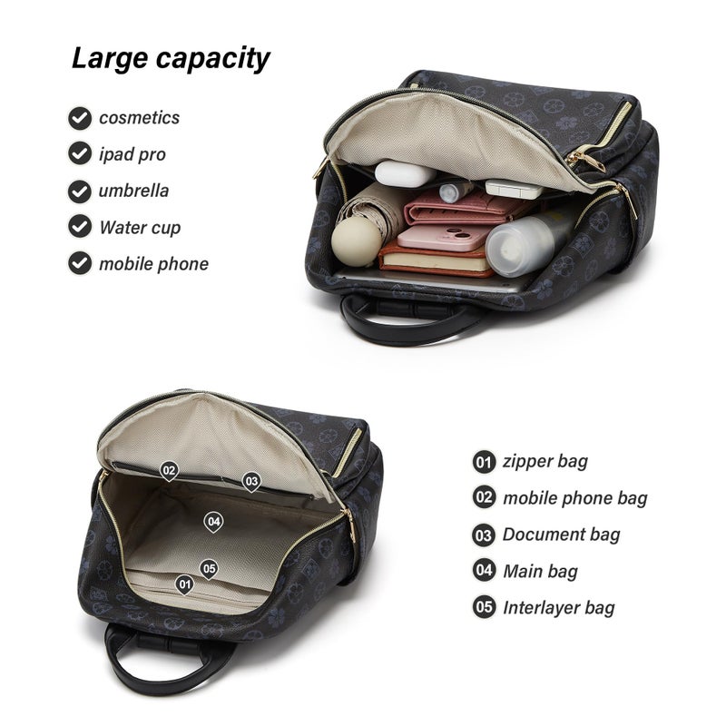 Makes Mini Backpack for Women, Stylish Daypack Purse Handbag Small Casual Daily Travel Bag, Lady Girls Gifts for Work School, 2pcs Sets - Image 3