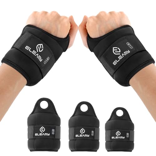 ELEAMY Wrist Weights with Thumb Loops Lock for Women & Men, 0.5lb*2/1lb*2/1.5lb*2/2lb*2/3lb*2,Premium Ice Silk Fabric,Comfortable & Tear Resistant for Walking,Running,Fitness and More（2lb*2 Black） - Image 1