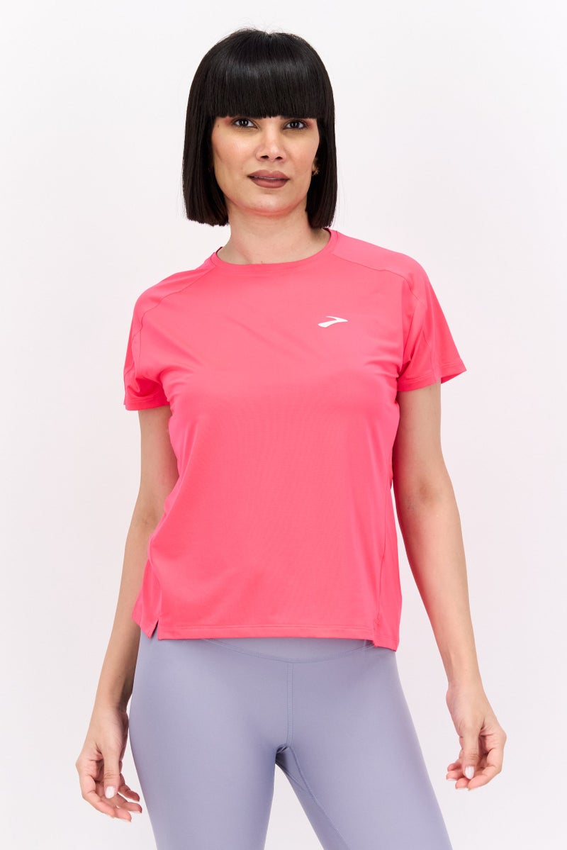 Brooks Women Sportswear Fit Short Sleeve Running Top, Pink - Image 1
