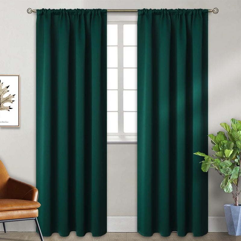 BGment Rod Pocket Blackout Curtains for Bedroom 84 Inches Length - Thermal Insulated Room Darkening Curtain for Living Room  42 x 84 Inch  2 Panels  Emerald - Image 1