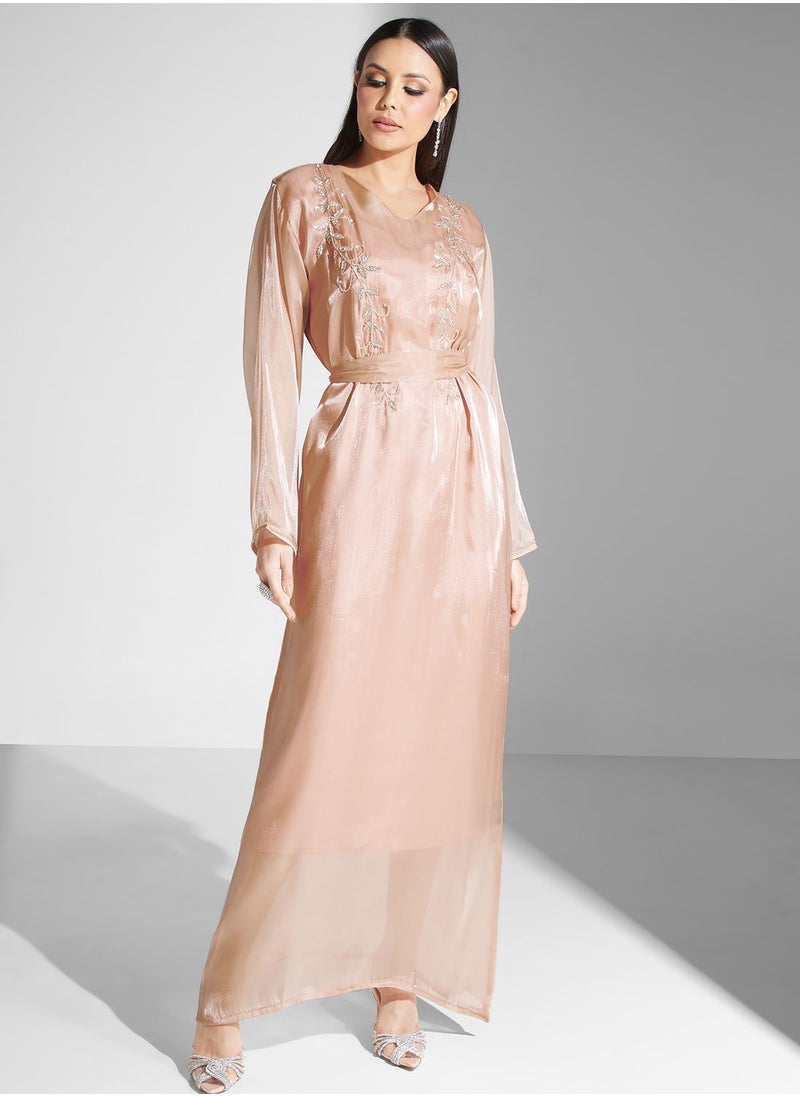 hayas closet - Embellished Belted Jalabiya - Image 1