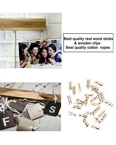 Vah Wood Picture Photo Frame Organizer Hanging Album with Clips Multicolor - Image 4